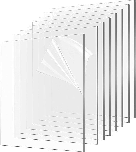 RTR_SJHTRA 1 Pieces of 3mm Transparent White Acrylic Plexiglass Sheet Plastic Board 1/8 8x12