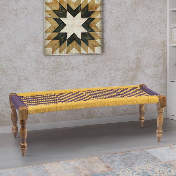 Ikiriya Rosewood Maachi Bench in Vivid Purple & Yellow Canning Solid Wood 3 Seater