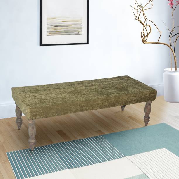 Ikiriya Green Sparkle Velvet Solid Wood 2 Seater Bench for Living Room| Bedroom| Dining Bench| Couch Solid Wood 2 Seater