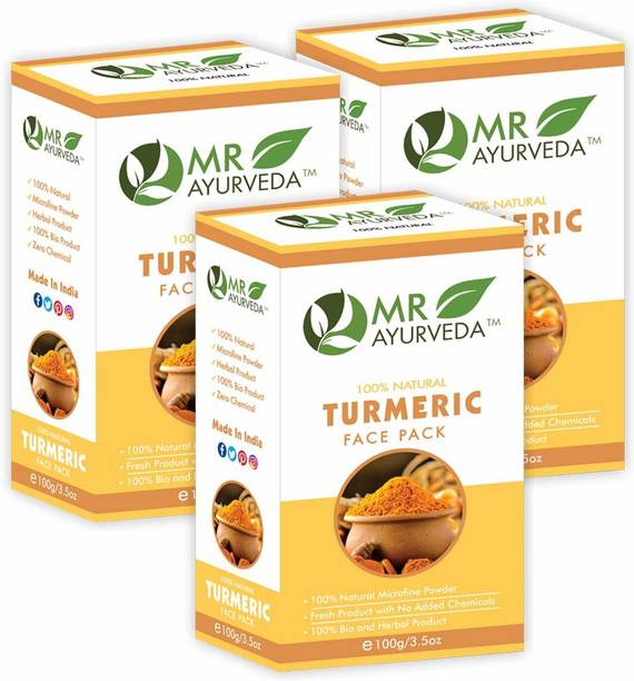 MR Ayurveda 100% Organic Turmeric Face Pack Powder - Set of 3