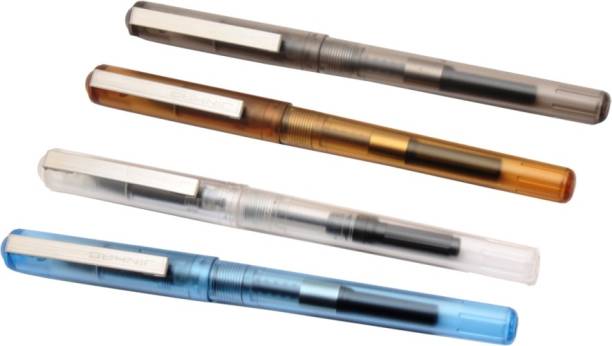 Ledos Set Of 4 - Jinhao Oreo Demonstrator Fountain Pens Fine Nib &amp; Converter New Pen Gift Set