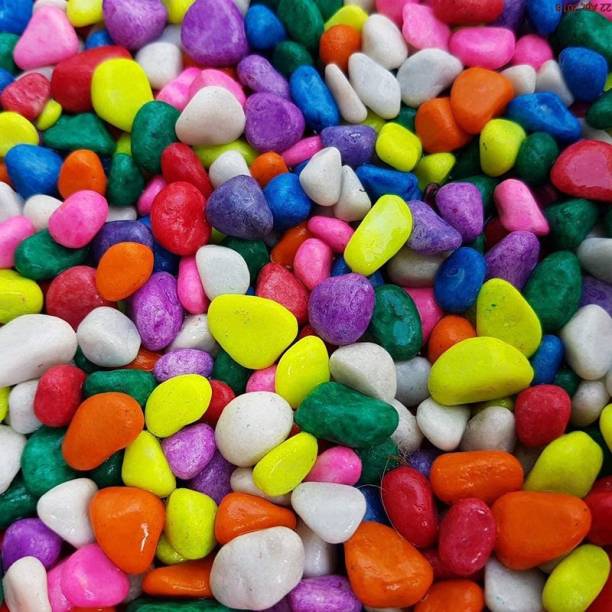 RPI SHOP -900 Gram Multi-Color Decorative Stones, Colourful Pebbles For Garden, Vase, Aquarium, Table Decor, Fountain Decoration Painted Angular, Asymmetrical, Oval, Round Marble Pebbles