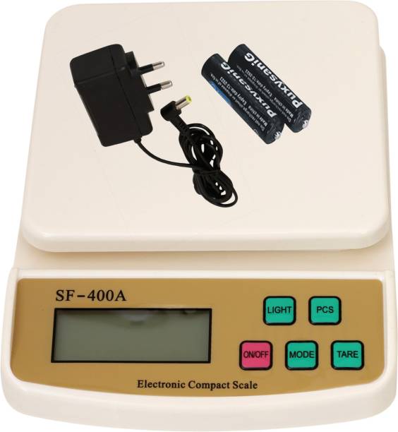 CHHOKRA Electronic Digital 1Gram-10 Kg Weight Scale LCD Kitchen Weight Scale Machine Measure for measuring Vajan, Offer, Kata, Weight Machine Weighing Scale, Fruits, Shop, Food, Vegetable, for Grocery, Kata, Taraju, Shop, Computer Kata, Tarazu, Jewellery, Sabzi, Weighing scale (White) (Adaptor Included) Weighing Scale (White) Weighing Scale
