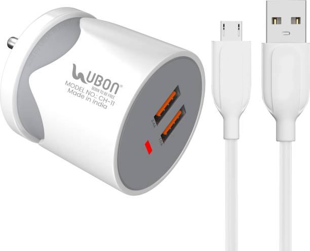Ubon 2.4A Wall Charger with Micro-USB Cable Dual USB Port Travel Fast Charging Power Adapter Compatible with Mobile Phones, Tablets & Other Devices 12 W 2.4 A Multiport Mobile Charger with Detachable Cable