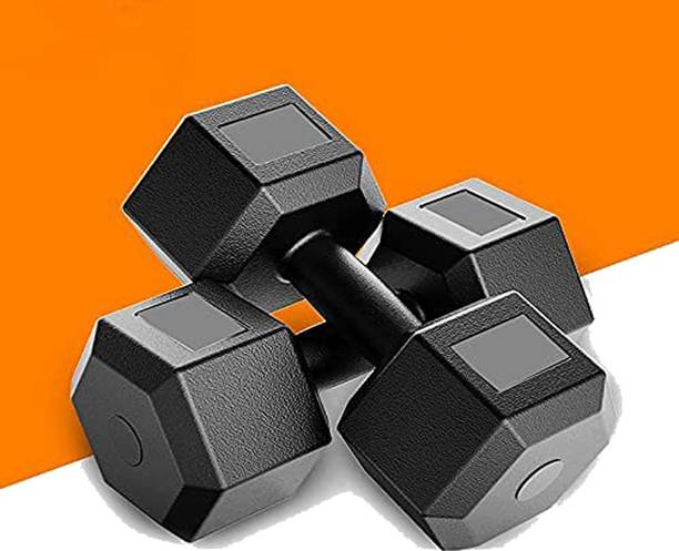 CF SPORTS Black PVC Dumbbell Set, 1 Pair Dumbbells, Hex Dumbbells, Home Gym 5KGS X 2PCS Fixed Weight Dumbbell