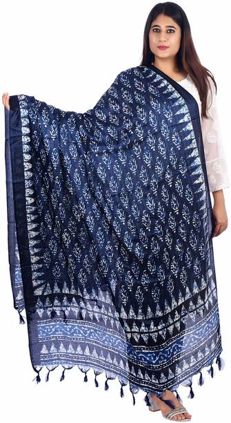 Art Silk Printed Blue Women Dupatta