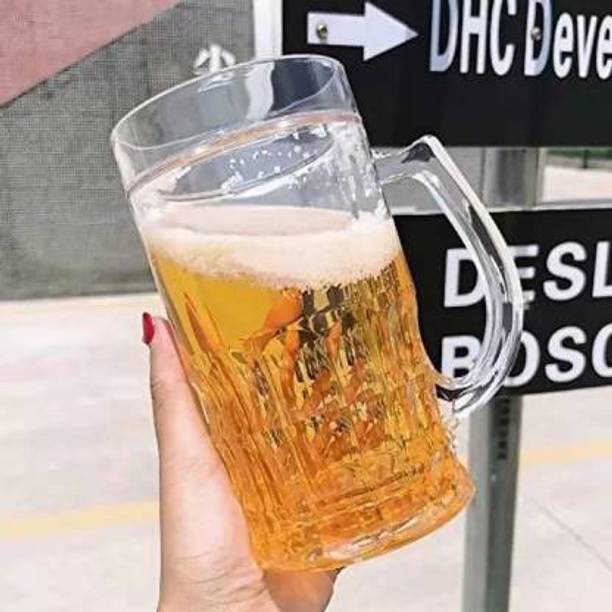 FITUP ™ Fake Beer Glass Gel Inside Transparent Glass 350 ml Fake Fun Double Layer Beer for Chilled Beer for Long Time Cold Drink Beer for Prank Gift for Brothers /Friends/Husband Plastic Beer Mug