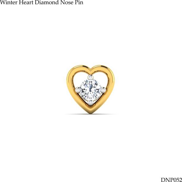 LORDS JEWELS Winter Heart Diamond Nose Pin 18kt Diamond Yellow Gold Stud