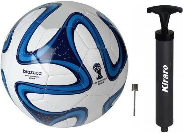 HACKERX Set of Brazuca Blue Football With Air Pump Football - Size: 5
