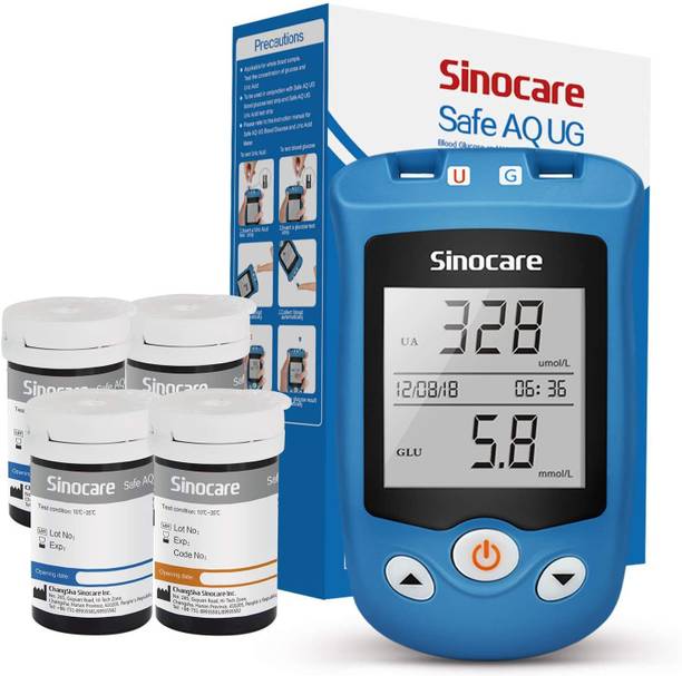Sinocare Safe AQ UG Blood Glucose & Uric Acid Monitor Bi-Function System With 50 Strips Glucometer