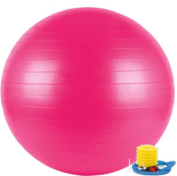 FITSY Anti-Burst Yoga Exercise Gym Ball with Foot Pump, 55 cm, Pink Gym Ball