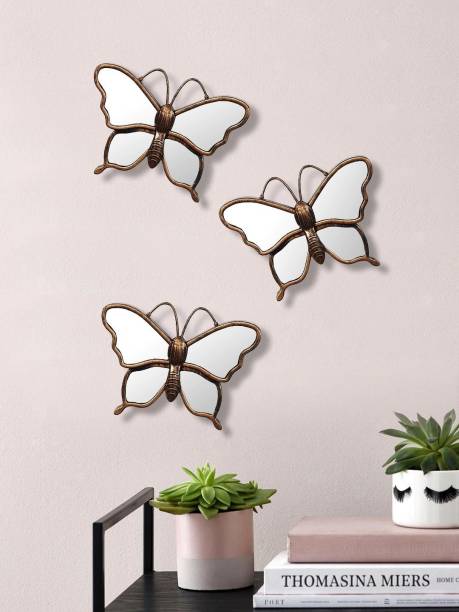 Painting Mantra Set of 3 butterfly decorative mirror Decorative Mirror