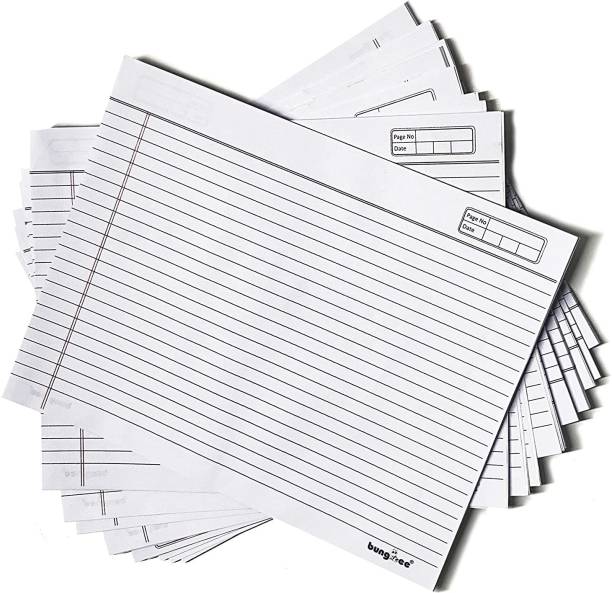 Bungbee Answer Sheet for Exam Practice with Margin,No Hole-Pack of 50 Sheets / 200 Pages Ruled A3 80 gsm A3 Paper