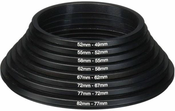 BOLTOVE 82mm-49mm Lens Filter Stepping Down CONVERTION Rings Set 8 Pcs Lens Stepping Down Ring 82mm-77mm, 77mm-72mm, 72mm-67mm, 67mm-62mm, 62mm-58mm, 58mm-55mm, 55mm-52mm, 52mm-49mm Step Down Ring