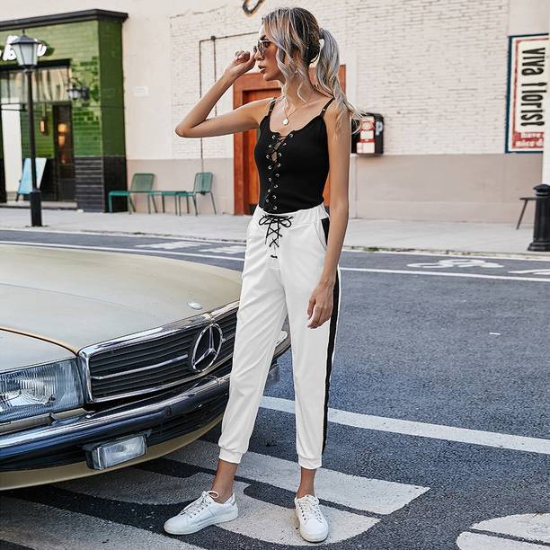 Urbanic Solid Women White Track Pants