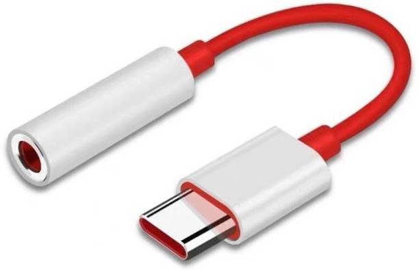 A3sprime Red and White Type C to 3.5mm Audio Jack Connector Splitter Compatible for OnePlus Nord 2 5G Phone Converter