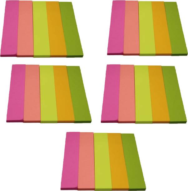 champcool Sticky Notes Mini Text Highlighter Strips (size 7.6 cmX 1.5 cm ) 5 Sets Neon Colored Index Tabs Flags Sticky Note for Marking for Page Marker for Office, College ,School,200 pc in each sheet 5 colour in each sheet Pack of 5 (Total- 1000 Flags) 200 Sheets regular, 5 Colors