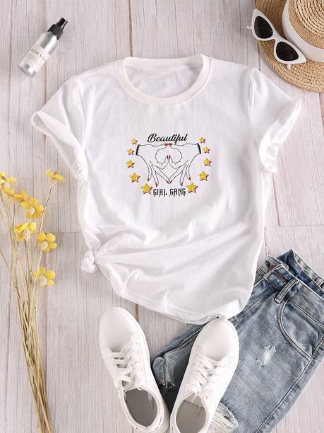 Urbanic Printed, Typography Men Round Neck White T-Shirt