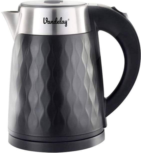 Vandelay Electric Kettle VK900 - 1.8L - 1500W Double Wall 100% Stainless Steel Food Grade PP Plastic with Cool Touch Kettle Hot Water Boiler with Overheating & Dry Boil Protection, Cordless Serving & power base with Auto Shut-Off for Tea, Coffee, Noodles Electric Kettle