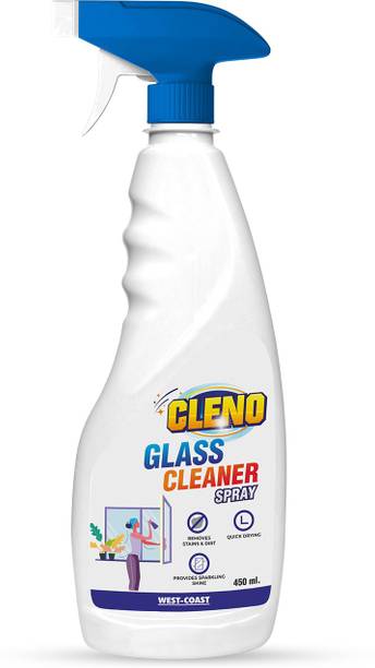 CLENO Glass Cleaner Spray Cleans Tabletops/Mirrors/Glass-Windows/Fridge/Oven/ Kitchen Cabinets/ Furniture/Car Windows/ Eco-friendly - 450ml