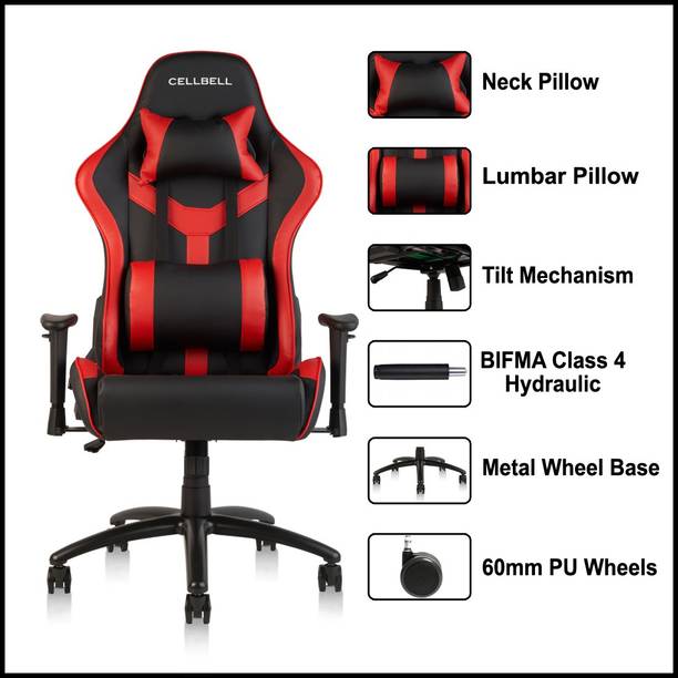 CELLBELL GC01 Transformer Series Gaming Chair / Racing Style Ergonomic High Back Chair with Removable Neck Rest and Adjustable Back Cushion / लेदरेट ऑफिस आर्म चेयर