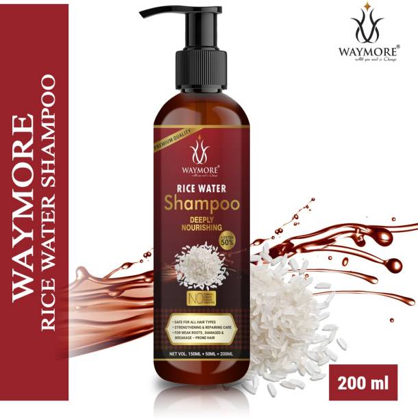 WAYMORE Rice Water Shampoo Helps for Hair Grow Long Damage Hair Hairfall Control Suitable for All Hair Types No Sulphate Parabens Silicones Synthetic Color PEG