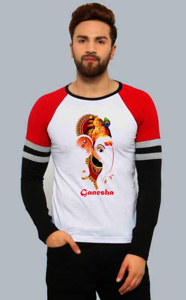 CONTRA Men Printed Round Neck Polyester Red, White, Black T-Shirt