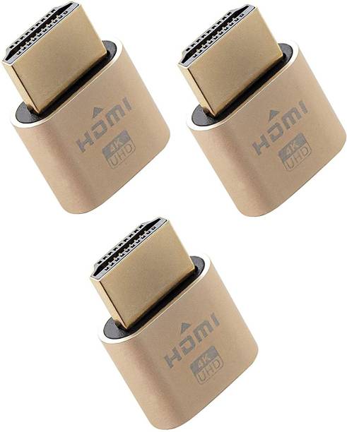 LipiWorld  TV-out Cable HDMI 4K Dummy Plug, High Resolution Headless Virtual Monitor Display Adapter, Supports up to 3840x2160@60Hz (Pack of 3 HDMI Dummy Plug)