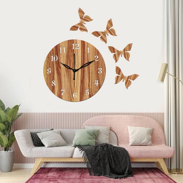 Yami Analog 25 cm X 25 cm Wall Clock (Beige, Without Glass, Stand