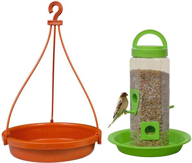 OCHHAV Bird Food Feeder Tower and Bird Water Feeder Combo Set for Sparrow. Window Bird Feeder Bird Feeder