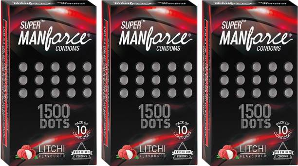 MANFORCE Litchi Flavoured - 1500 Dots Combo 3 (Concealed/Confidential Packaging) Condom