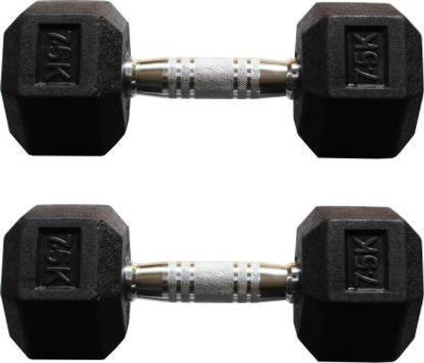 vnh Pair of 7.5Kg ( X 2) Hexa Rubber Coated Fixed Weight Dumbbell