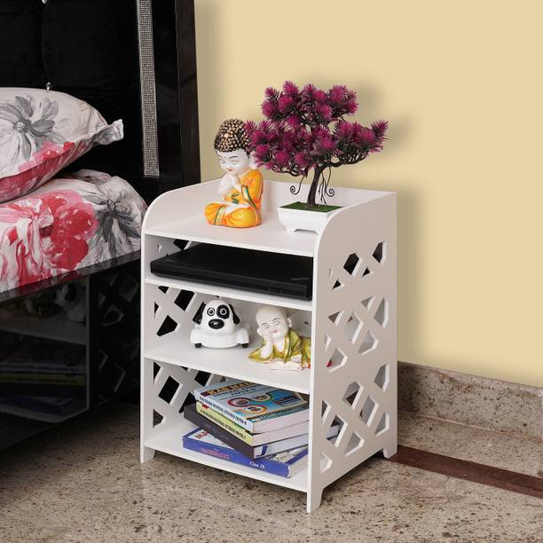 SS ARTS Bedroom Night Lamp Stand with Storage Shelves Engineered Wood Bedside Table