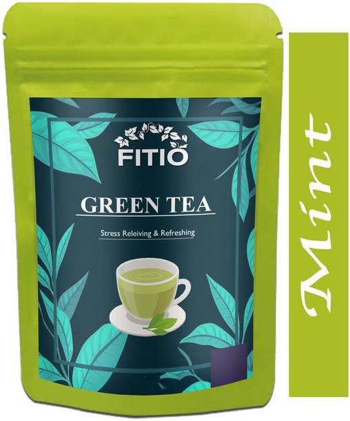 FITIO Green Tea for Weight Loss | 100% Natural Green Loose Leaf Tea | Mint Flavor Green Tea Pouch Advanced (T990) Green Tea Pouch