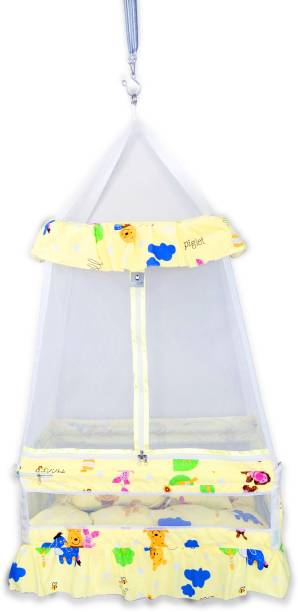 U2CUTE Baby Cradle / Baby Jhula / King Size Baby Crib Cradle with Bed and Pillow and Hanging Spring. Hot Deal Wholesale Price[YELLOW]