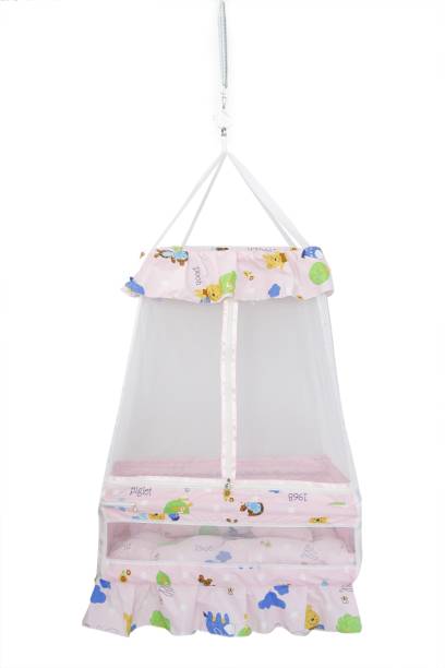 U2CUTE Baby Cradle / Baby Jhula / King Size Baby Crib Cradle with Bed and Pillow and Hanging Spring. Hot Deal Wholesale Price[PINK]