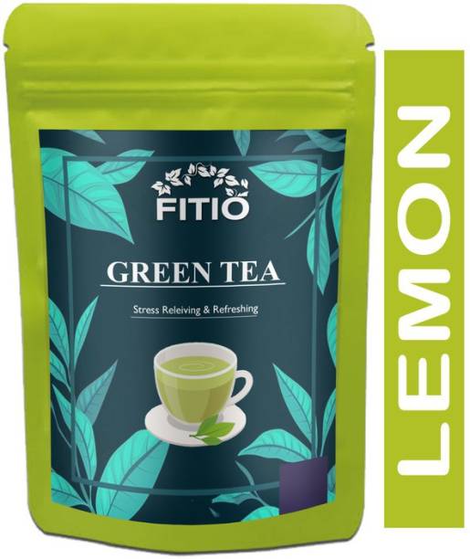 FITIO Green Tea for Weight Loss | 100% Natural Green Loose Leaf Tea | Lemon Flavor Green Tea Pouch Premium (T848) Green Tea Pouch