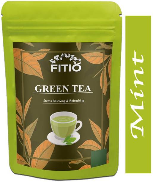 FITIO Green Tea for Weight Loss | 100% Natural Green Loose Leaf Tea | Mint Flavor Green Tea Pouch (T1003) Green Tea Pouch