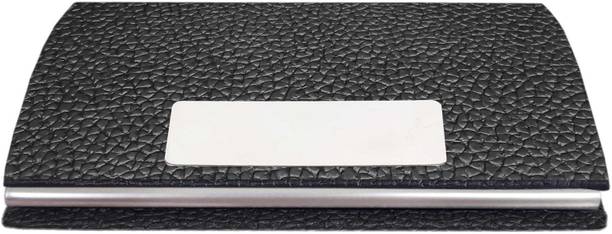 Haimac Business executive Card Holder Luxury PU doted Leather & Stainless Steel Multi Card Case,Business Name Card Holder Wallet Credit Card ID Case/Holder for Men & Women (Black) 1 Card Holder