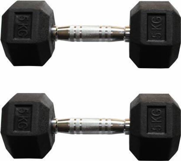 vnh Pair of Hexa Rubber Coated Fixed Weight Dumbbell