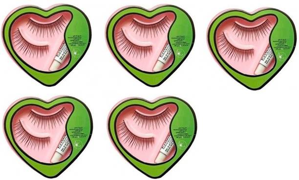 MYEONG Waterproof Natural and Easy to Wear 5 Heart Shape Eyelashes Extension with 1 Glue