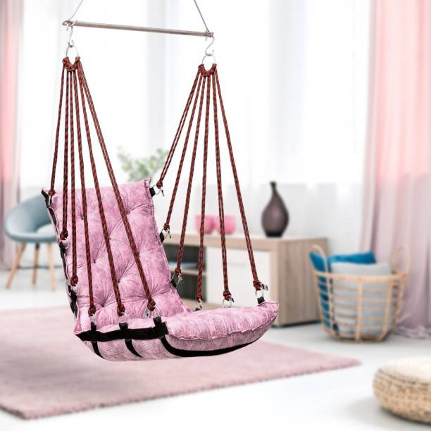 Curio Centre Soft Cotton Hammock Swing Chair-Pink Cotton Hammock
