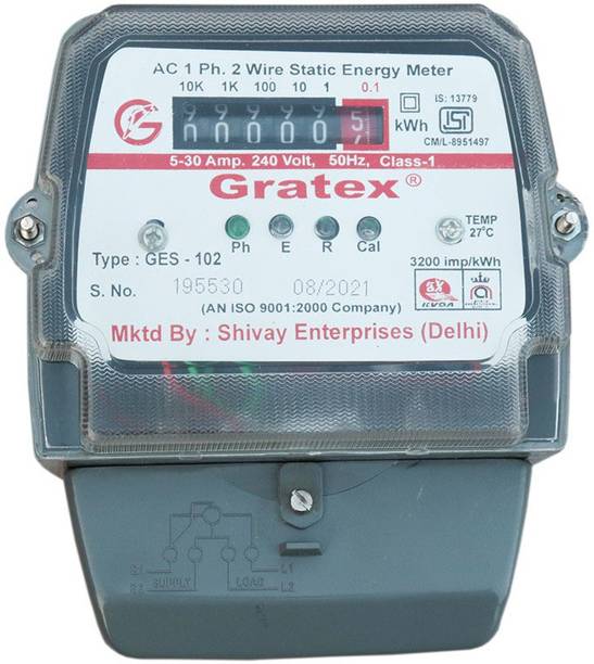 Gratex AC Single Phase Two Wire, 240 Volts, 50 Hz, ISI Marked Static Power Submeter Metal Electrical Box