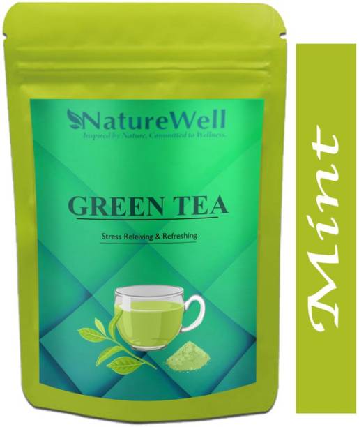 Naturewell Green Tea for Weight Loss | 100% Natural Green Loose Leaf Tea | Mint Flavor Green Tea Pouch Premium (T978) Green Tea Pouch