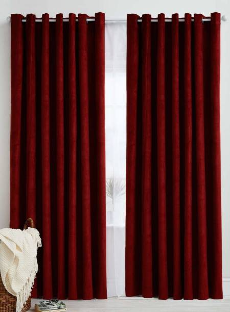 Panipat Textile Hub 213 cm (7 ft) Polyester Door Curtain (Pack Of 2)