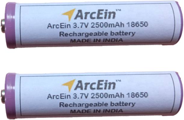 ArcEin 3.7V 2500mAh 18650 Rechargeable Lithium ion  with Button Top for DIY projects ,torches  Battery