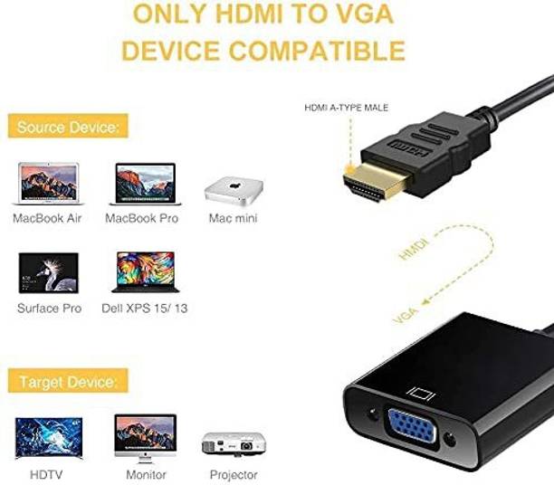 RHONNIUM  TV-out Cable Active HDTV HDMI to VGA Adapter Converter Male to Female-H6
