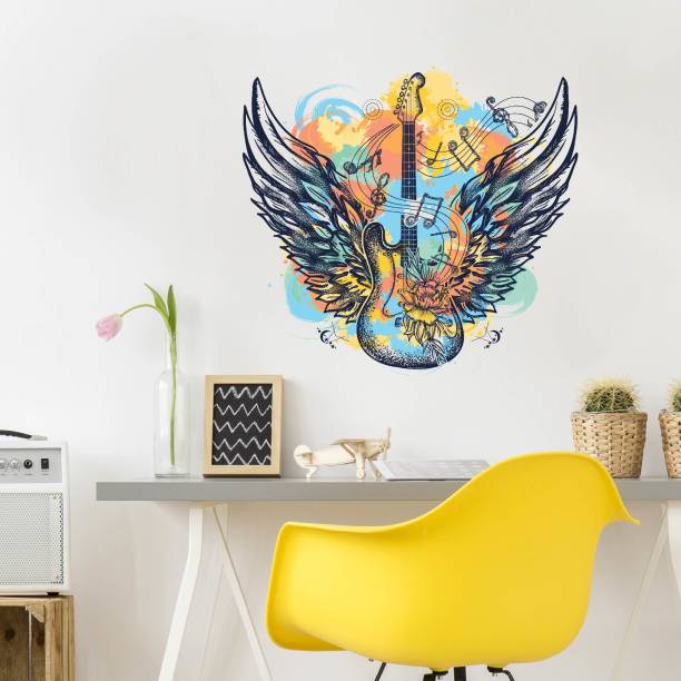 Asian Paints 50.5 cm Winged Guitar Removable Sticker