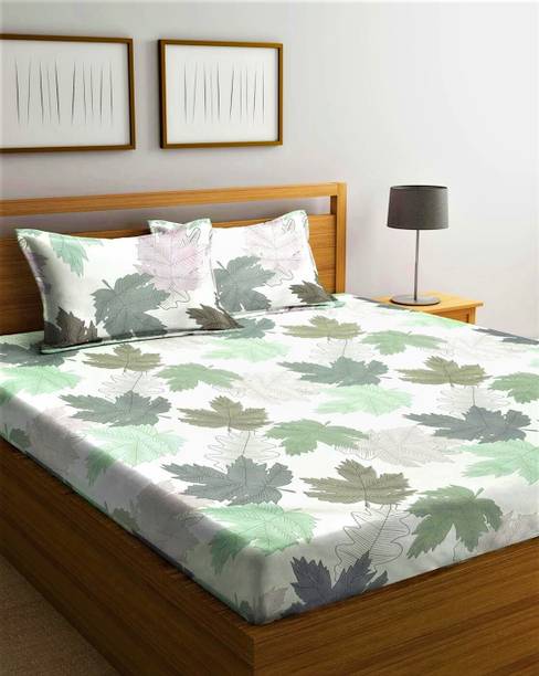 Home Sizzler 144 TC Microfiber Double Floral Flat Bedsheet