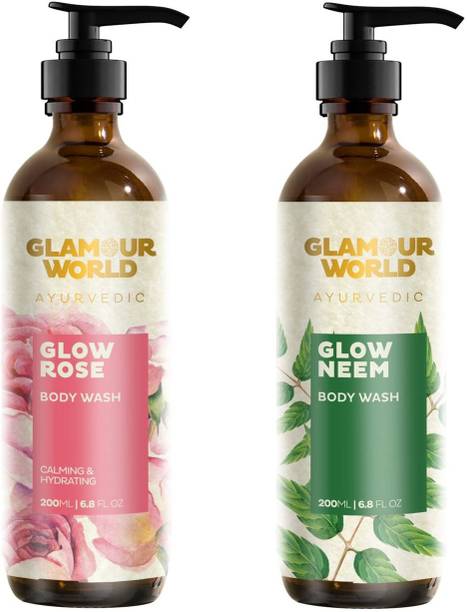 Glamour World Ayurvedic Glow Neem & Glow Rose Body Wash Combo